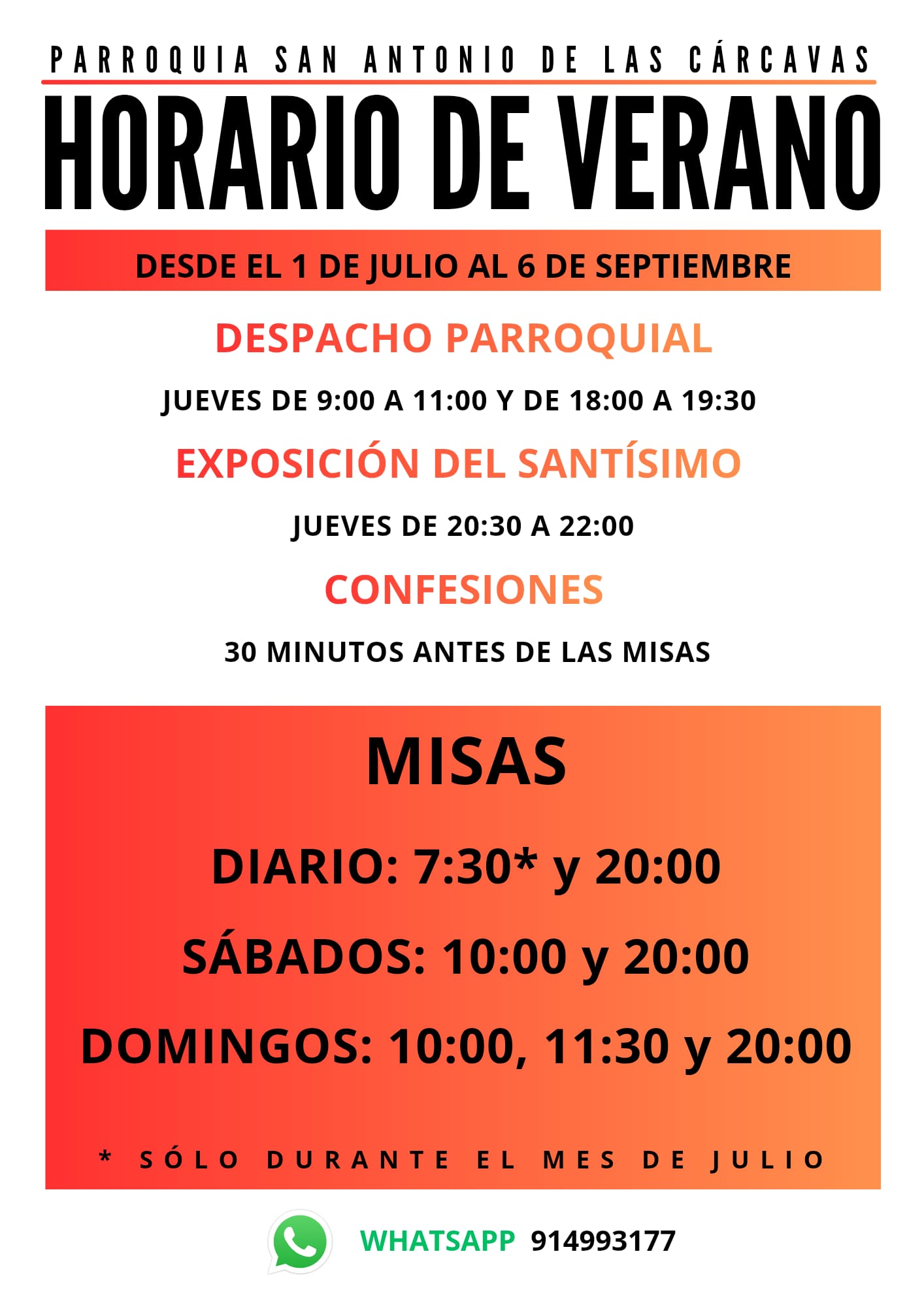 HORARIO DE VERANO